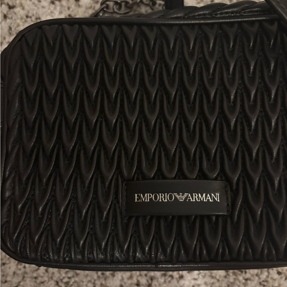 Emporio Armani Black Quilted Crossbody Bag with Silver Hardware - Picture 5 of 9
